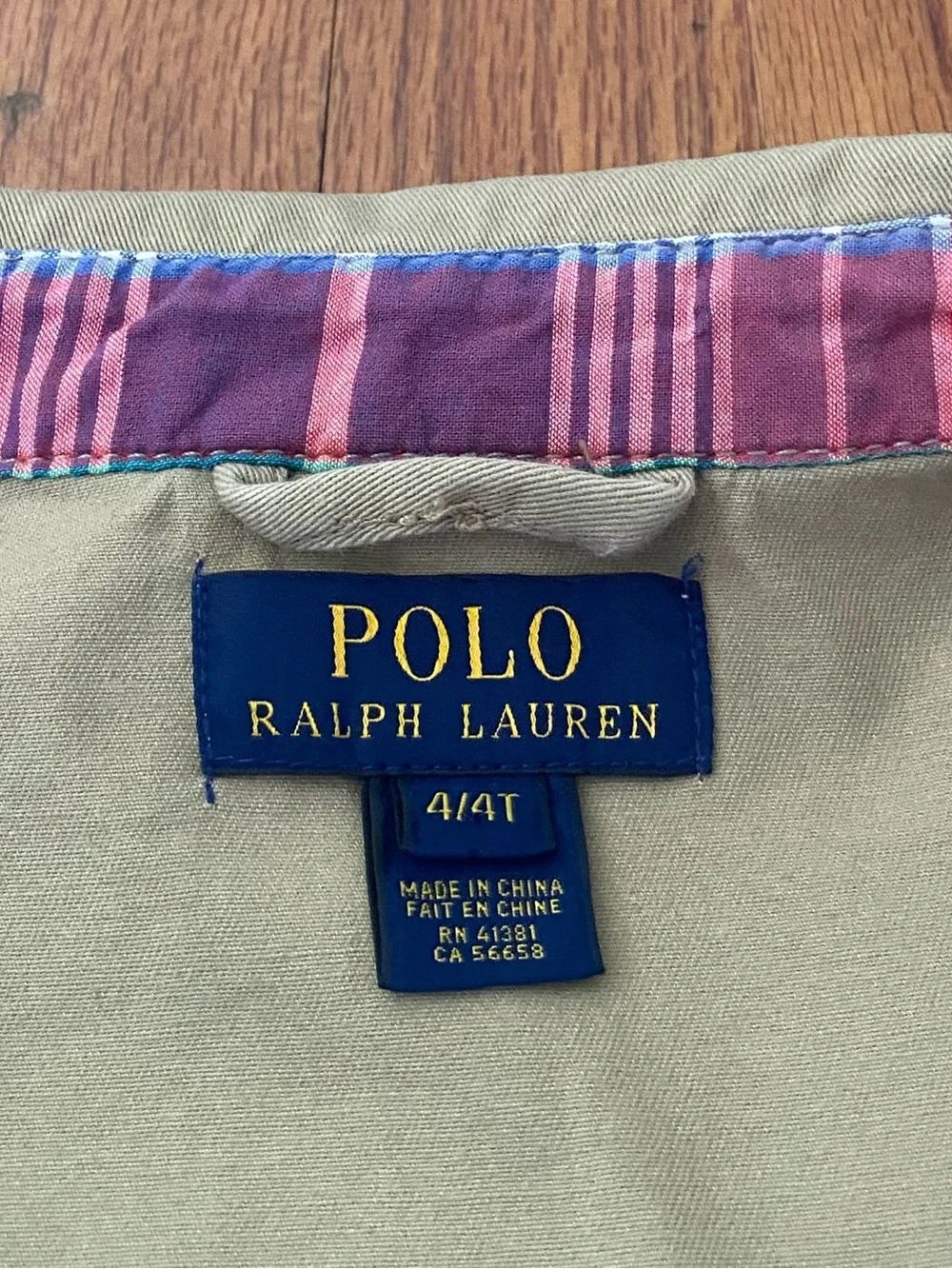 Polo Ralph Lauren Harrington Khaki Zip Jacket with Classic Plaid Trim
